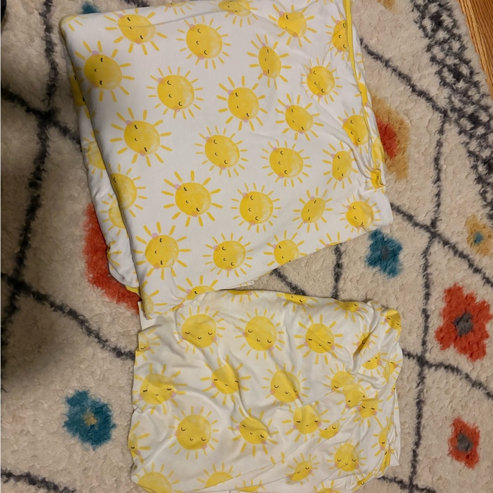 Little sleepies sunshine crib sheet and cloud blanket bundle